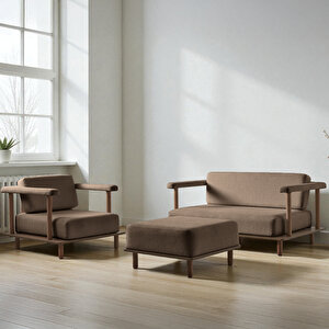 Pia Koltuk Takımı 2+1+puf Kahverengi Kahveregi