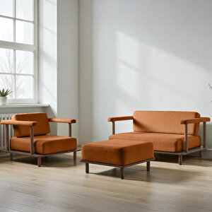 Pia Koltuk Takımı 2+1+puf Turuncu Turuncu