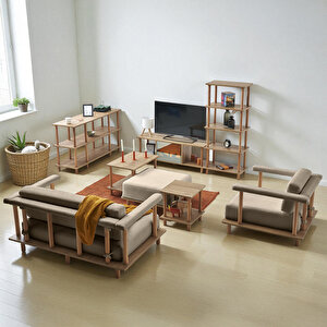 Pia Koltuk Takımı Oturma Odası Seti Konsollu Sütlü Kahve Sütlü Kahve