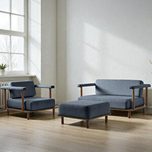 Pia Koltuk Takımı 2+1+puf Lacivert Lacivert