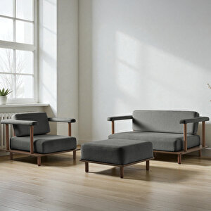 Pia Koltuk Takımı 2+1+puf Antrasit Antrasit