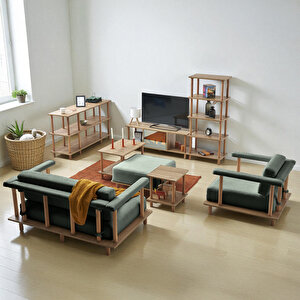 Pia Koltuk Takımı Oturma Odası Seti Konsollu Yeşil Yeşil