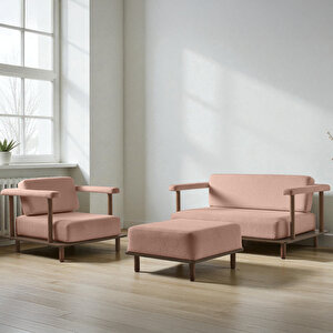 Pia Koltuk Takımı 2+1+puf Pembe Pembe