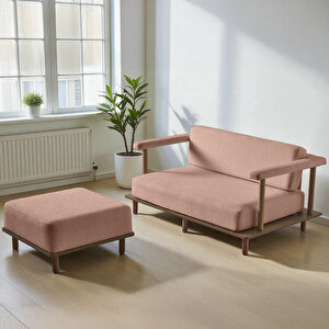 Pia Koltuk Takımı 2+1+puf Pembe Pembe