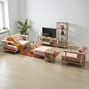 Pia Koltuk Takımı Oturma Odası Seti Pembe Pembe