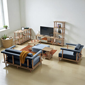 Pia Koltuk Takımı Oturma Odası Seti Konsollu Lacivert Lacivert