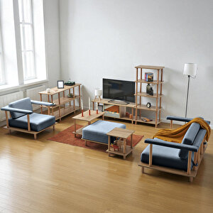 Pia Koltuk Takımı Oturma Odası Seti Konsollu Lacivert Lacivert