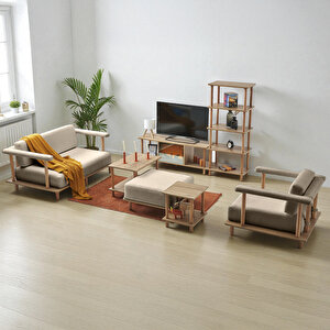 Pia Koltuk Takımı Oturma Odası Seti Sütlü Kahve Sütlü Kahve