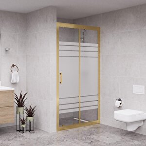 Gold Nexa 6mm Kumlama Cam 1 Sabit 1 Sürgü İki Duvar Arası Duşakabin 148 cm