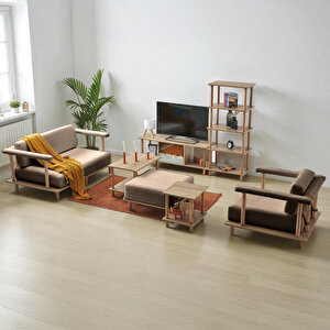 Pia Koltuk Takımı Oturma Odası Seti Kahverengi Kahveregi