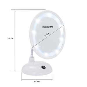 Wenko Masa Üstü Led Kozmetik Makyaj Aynası 3x Zoom Beyaz