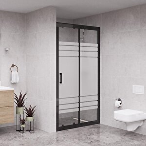 Black Nexa 6mm Kumlama Cam 1 Sabit 1 Sürgü İki Duvar Arası Duşakabin 136 cm