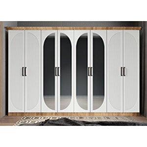 Membran Harika Sekiz  Kapaklı Gardırop Çam&beyaz G.s.m.h_3_ 320cm 320 cm