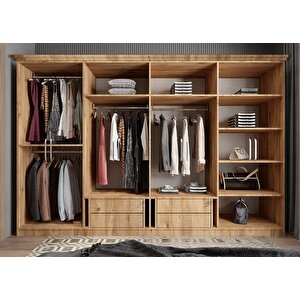 Membran Harika Sekiz  Kapaklı Gardırop Çam&beyaz G.s.m.h_3_ 320cm 320 cm