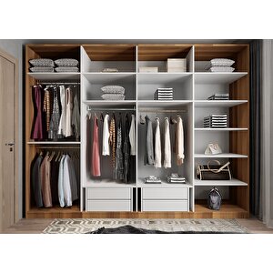 Süper Sekiz  Kapaklı Gardırop Ceviz&beyaz G.s.s_9_ 360cm 360 cm