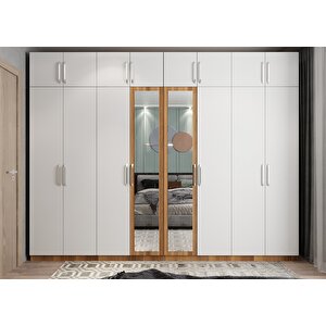 Süper Sekiz  Kapaklı Gardırop Ceviz&beyaz G.s.s_9_ 320cm 320 cm
