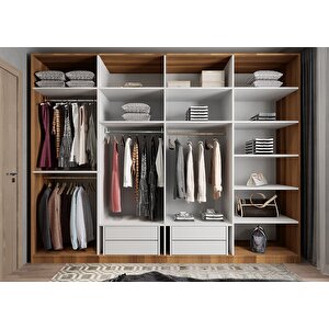 Süper Sekiz  Kapaklı Gardırop Ceviz&beyaz G.s.s_9_ 320cm 320 cm