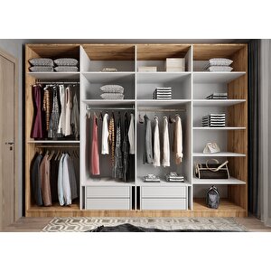 Süper Sekiz  Kapaklı Gardırop Çam&beyaz G.s.s_7_ 280cm 280 cm