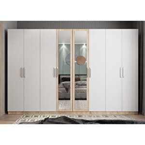 Trend Sekiz  Kapaklı Gardırop Meşe&beyaz G.s.t_8_ 280cm 280 cm