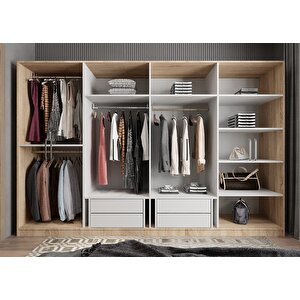 Trend Sekiz  Kapaklı Gardırop Meşe&beyaz G.s.t_8_ 280cm 280 cm