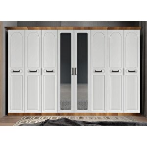 Membran Life Sekiz  Kapaklı Gardırop Ceviz&beyaz G.s.m.l_4_320cm 320 cm