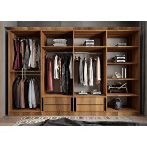 Membran Life Sekiz  Kapaklı Gardırop Ceviz&beyaz G.s.m.l_4_320cm 320 cm