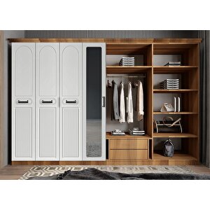 Membran Life Sekiz  Kapaklı Gardırop Ceviz&beyaz G.s.m.l_4_320cm 320 cm