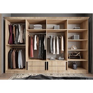 Membran Life Sekiz  Kapaklı Gardırop Meşe&beyaz G.s.m.l_5_ 320cm 280 cm