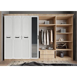 Membran Life Sekiz  Kapaklı Gardırop Meşe&beyaz G.s.m.l_5_ 280cm 280 cm