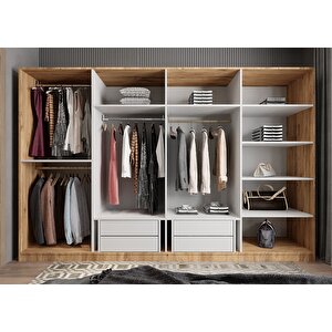 Trend Sekiz  Kapaklı Gardırop Çam&beyaz G.s.t_7_ 360cm 360 cm