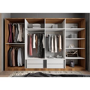 Trend Sekiz  Kapaklı Gardırop Ceviz&beyaz G.s.t_9_ 280cm 280 cm