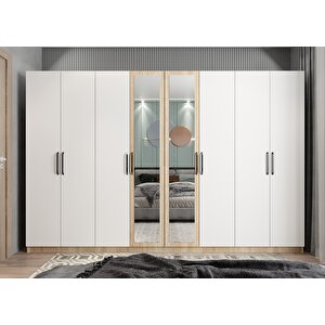 Bar Sekiz  Kapaklı Gardırop Meşe&beyaz  G.s.b_9_320cm 320 cm