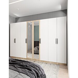 Bar Sekiz  Kapaklı Gardırop Meşe&beyaz  G.s.b_9_320cm 320 cm
