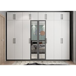 Süper Sekiz  Kapaklı Gardırop Antrasit&beyaz G.s.s_6_ 280cm 280 cm
