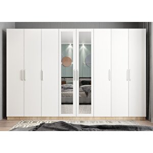 Life Sekiz  Kapaklı Gardırop Meşe&beyaz G.s.l_7_ 360cm 360 cm