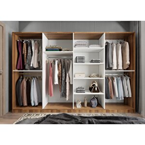 Bar Sekiz  Kapaklı Gardırop Ceviz&beyaz G.s.b_7_320cm 320 cm