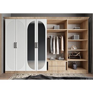 Membran Harika Sekiz  Kapaklı Gardırop Meşe&beyaz G.s.m.h_5_ 320cm 320 cm