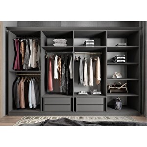 Membran Life Sekiz  Kapaklı Gardırop Antrasit&beyaz G.s.m.h_2_ 320cm 320 cm