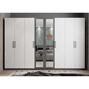 Trend Sekiz  Kapaklı Gardırop Antrasit&beyaz G.s.t_6_360cm 360 cm
