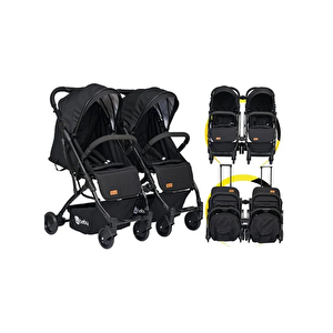 Drone Siyah Sky İkiz Kabin Sistem Bebek Arabası