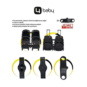 Drone Siyah Sky İkiz Kabin Sistem Bebek Arabası