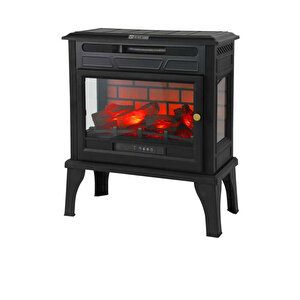 Hoogar German Yeni Nesil 3 Boyutlu Kiremit Desen Elektirikli Ayaklı Fanlı Şömine Soba 65 Cm