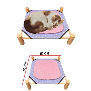 Dekoratif Ahşap Kedi Yatağı Peluş Matlı Yıkanabilir Evcil Kedi Yatağı
