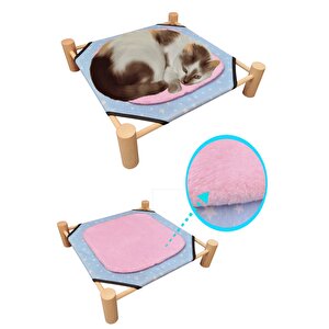 Dekoratif Ahşap Kedi Yatağı Peluş Matlı Yıkanabilir Evcil Kedi Yatağı