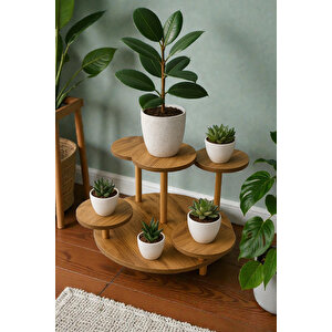 Manzana Saksılık Çiçeklik Çam Desenli Stand Ahşap Kayın Ağacı Ayaklı Çiçeklik Saksılık