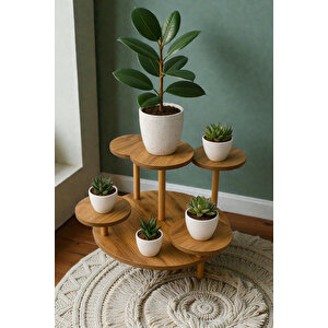 Manzana Saksılık Çiçeklik Çam Desenli Stand Ahşap Kayın Ağacı Ayaklı Çiçeklik Saksılık