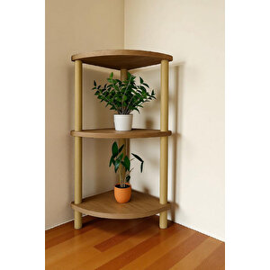 3lü Köşe Raf Çiçeklik Saksılık Atlantik Çam Desenli