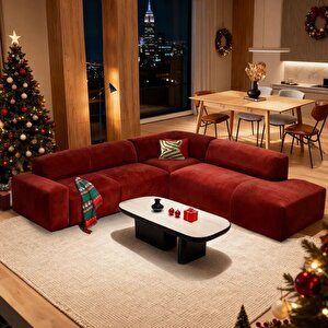 Cassy Köşe Koltuk Sağ Kadife Bordo