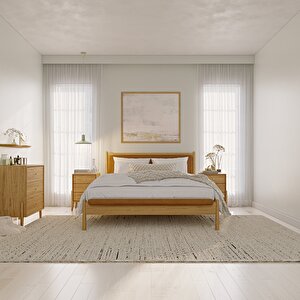 Finn Meşe Karyola 180x200 Deri