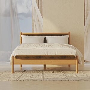 Finn Meşe Karyola 140x190 Ahşap/kadife